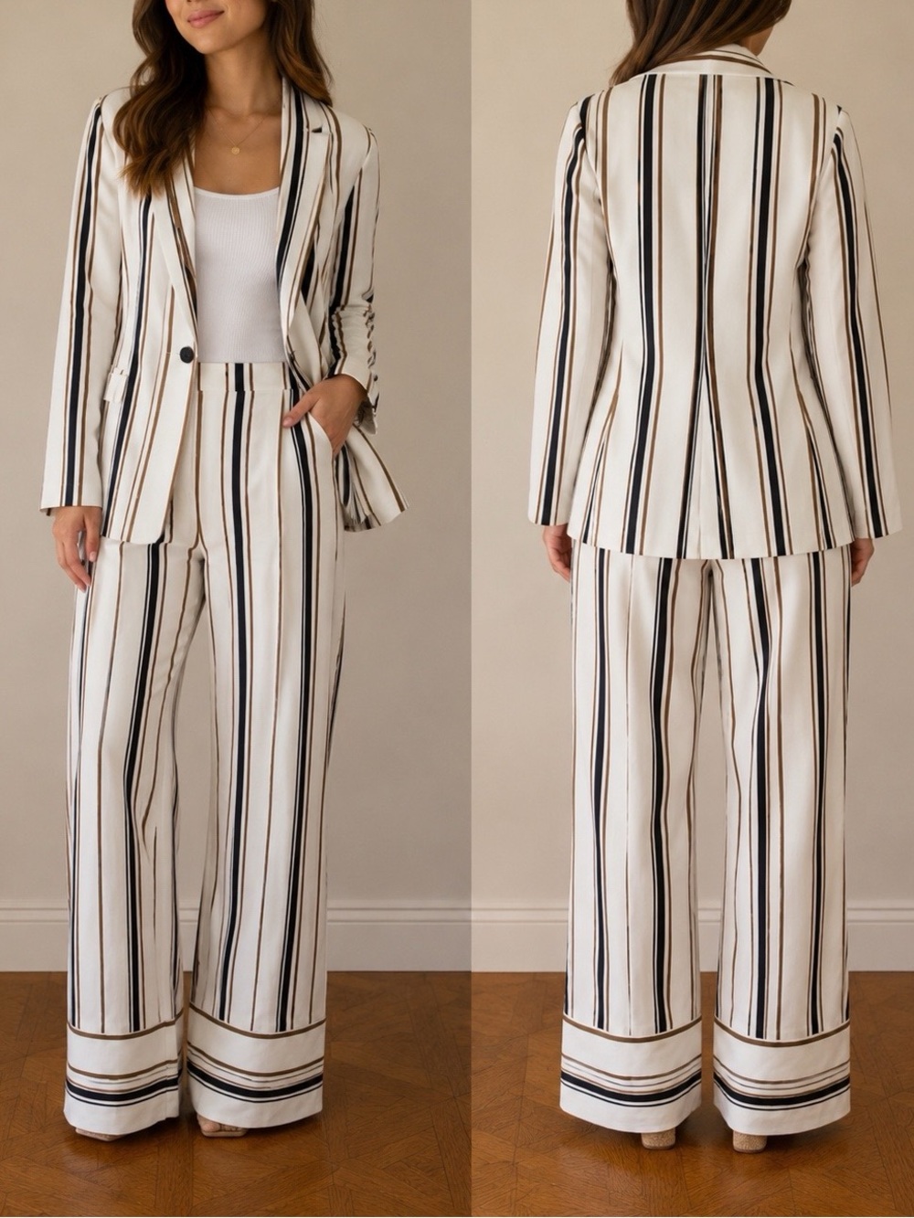 Blazer and pants striped set
